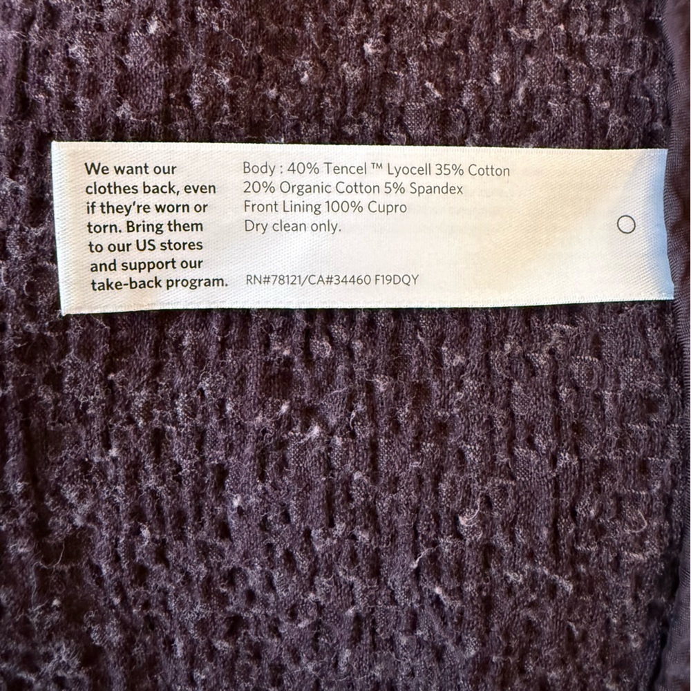 Eileen Fisher Cassis Crosshatch Tencel Open Front Notch Collar Plum Jacket 2X - Picture 12 of 14